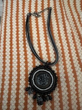 Chicos Black Statement Pendant Necklace